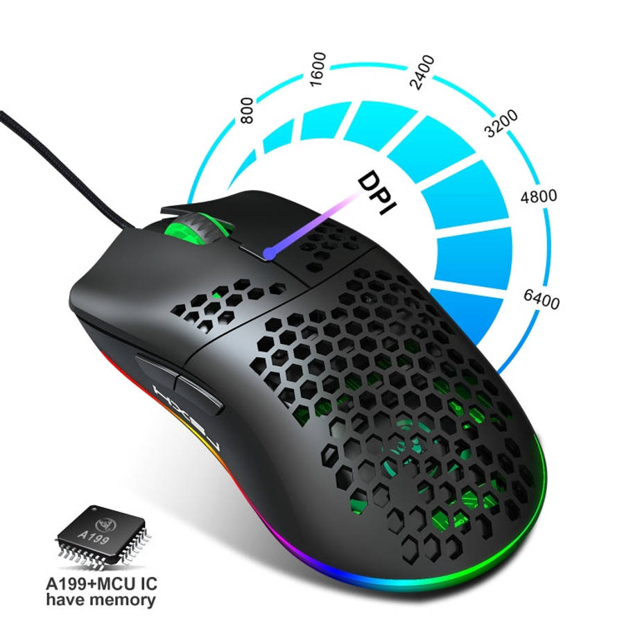 HXSJ J900 6 Keys RGB Lighting Programmable Gaming Wired Mouse (White), J900(Black), J900(White)