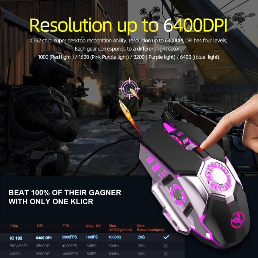HXSJ J700 Colorful Lighting Programmable E-sports Gaming Wired Mouse, J700