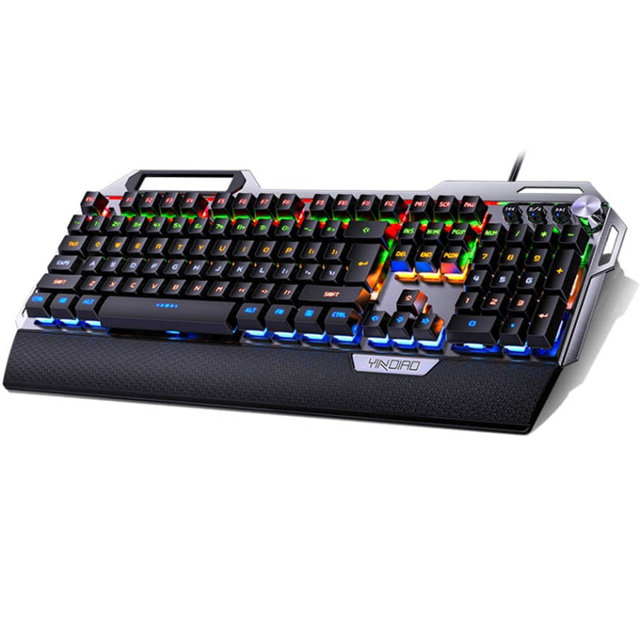 YINDIAO K100 USB Metal Mechanical Gaming Wired Keyboard, Mixed Light Blue Shaft