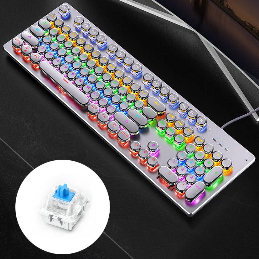 YINDIAO Electroplating Punk Mixed Light USB Mechanical Gaming Wired Keyboard, Blue Shaft, Electro...