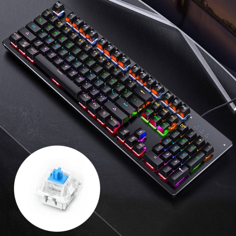 YINDIAO Classic Square Keys Mixed Light USB Mechanical Gaming Wired Keyboard, Blue Shaft, Square ...