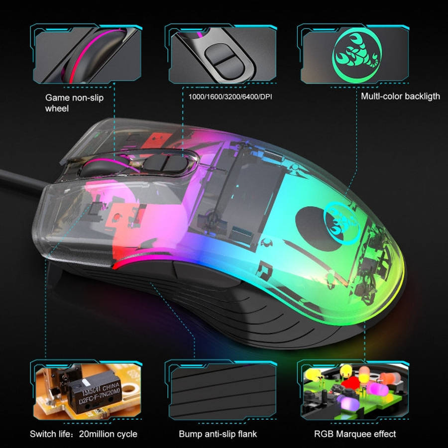 HXSJ V700B+A867 Wired RGB Backlit Keyboard and Mouse Set, V700B+A867