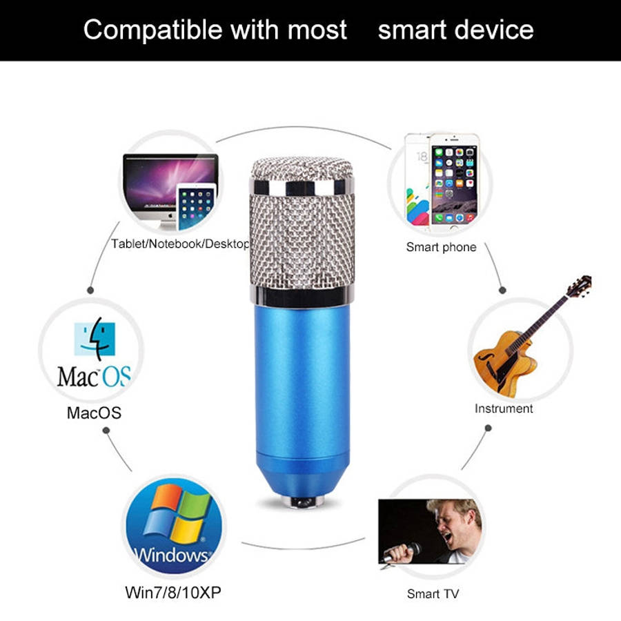 BM-800 Network K-Song Dedicated High-end Metal Shock Mount Microphone Set, BM800 Kit Blue, BM800 ...