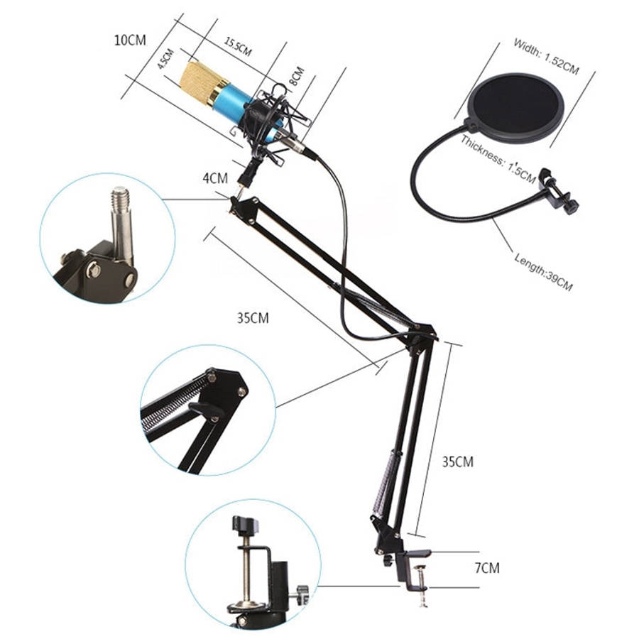BM-800 Network K-Song Dedicated High-end Metal Shock Mount Microphone Set, BM800 Kit Blue, BM800 ...