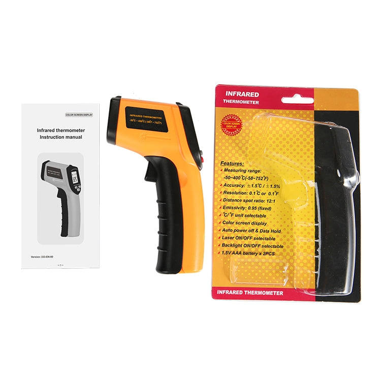 GM333 Portable Digital Laser Point Infrared Thermometer, Temperature Range: -50-400 Celsius Degre...