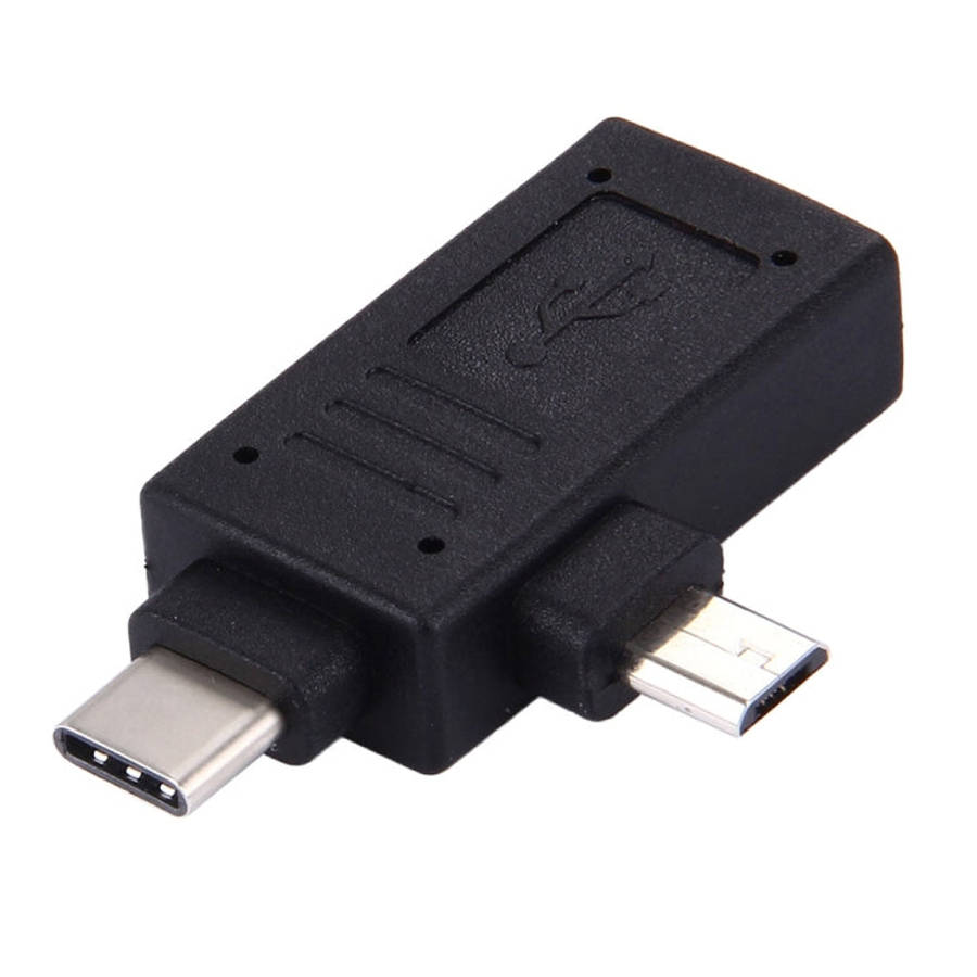 USB-C / Type-C Male + Micro USB Male to USB 2.0 Female Adapter, USB 2.0