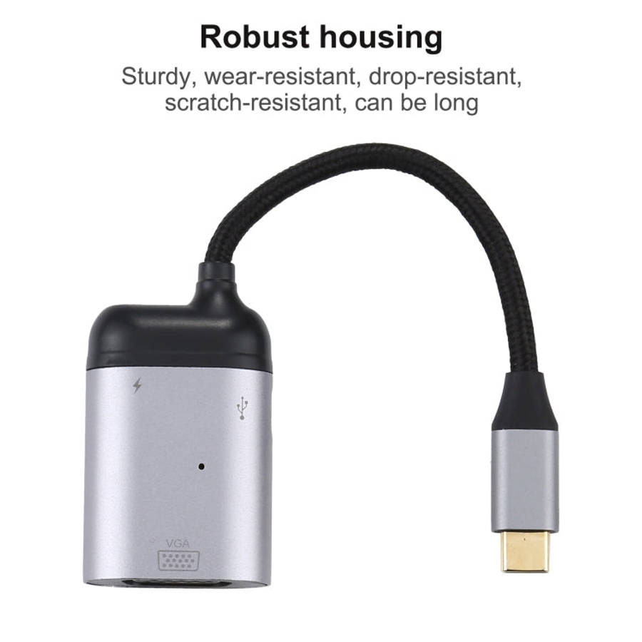 4K UHD USB-C / Type-C to VGA + PD Data Sync Adapter Cable, Type-C to VGA