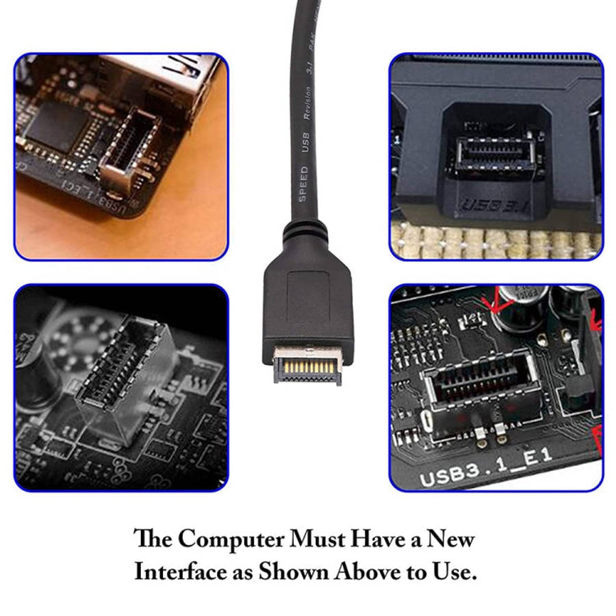 30cm USB 3.1 Type-E to USB 3.0 Motherboard 19 Pin Male Expansion Cable