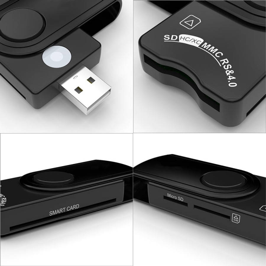 Rocketek CR310-B USB3.0 Multi-function IC Smart Card / SD / TF / SIM Card Reader, CR310-B