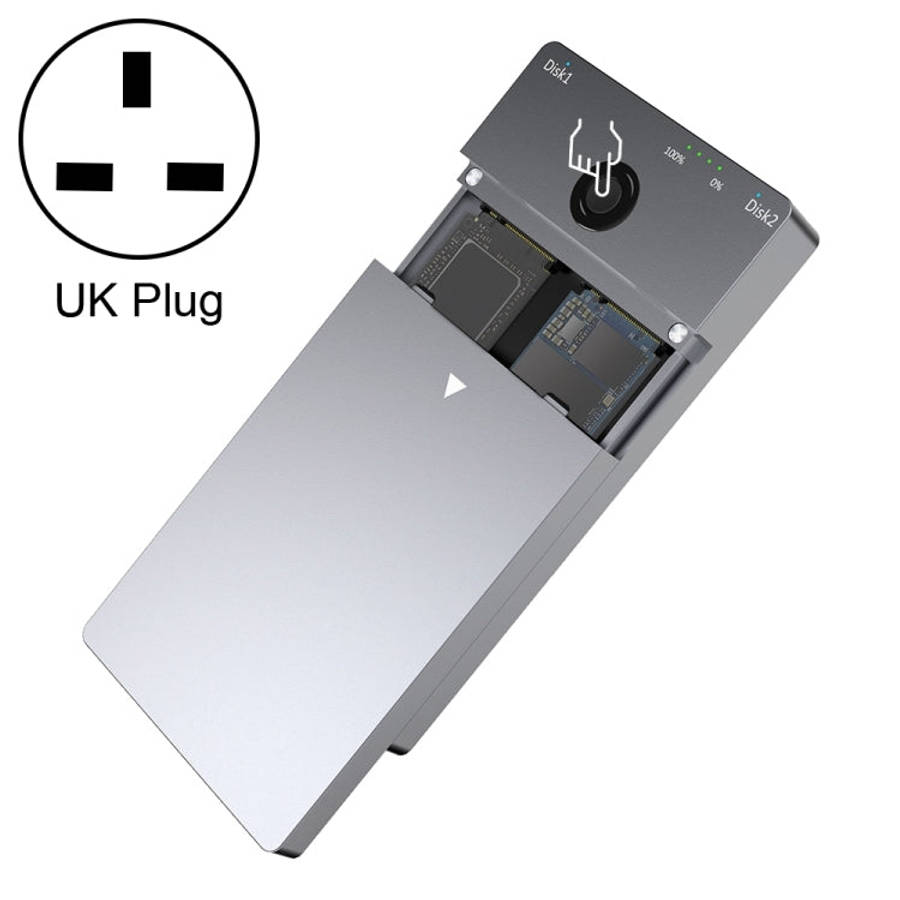 Rocketek ME921 USB3.1 Gen2 Dual M.2 Solid State Drive Box NVMe Docking Station, UK Plug, UK Plug