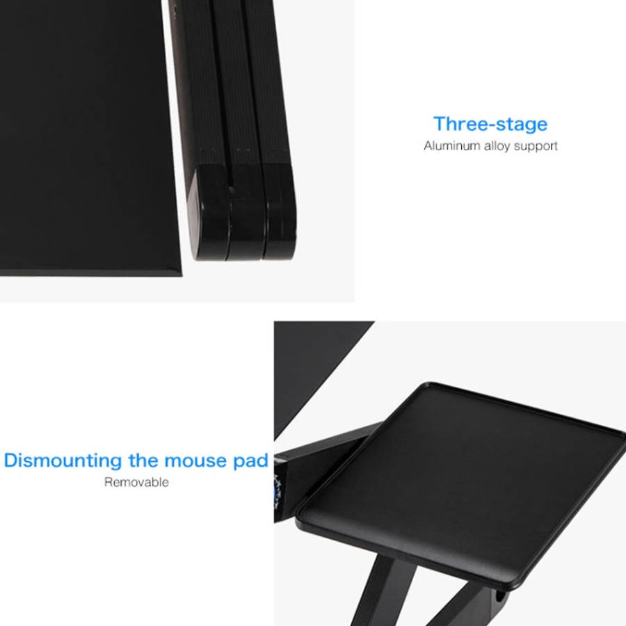 Portable 360 Degree Adjustable Foldable Aluminium Alloy Desk Stand with Double CPU Fans & Mouse P...