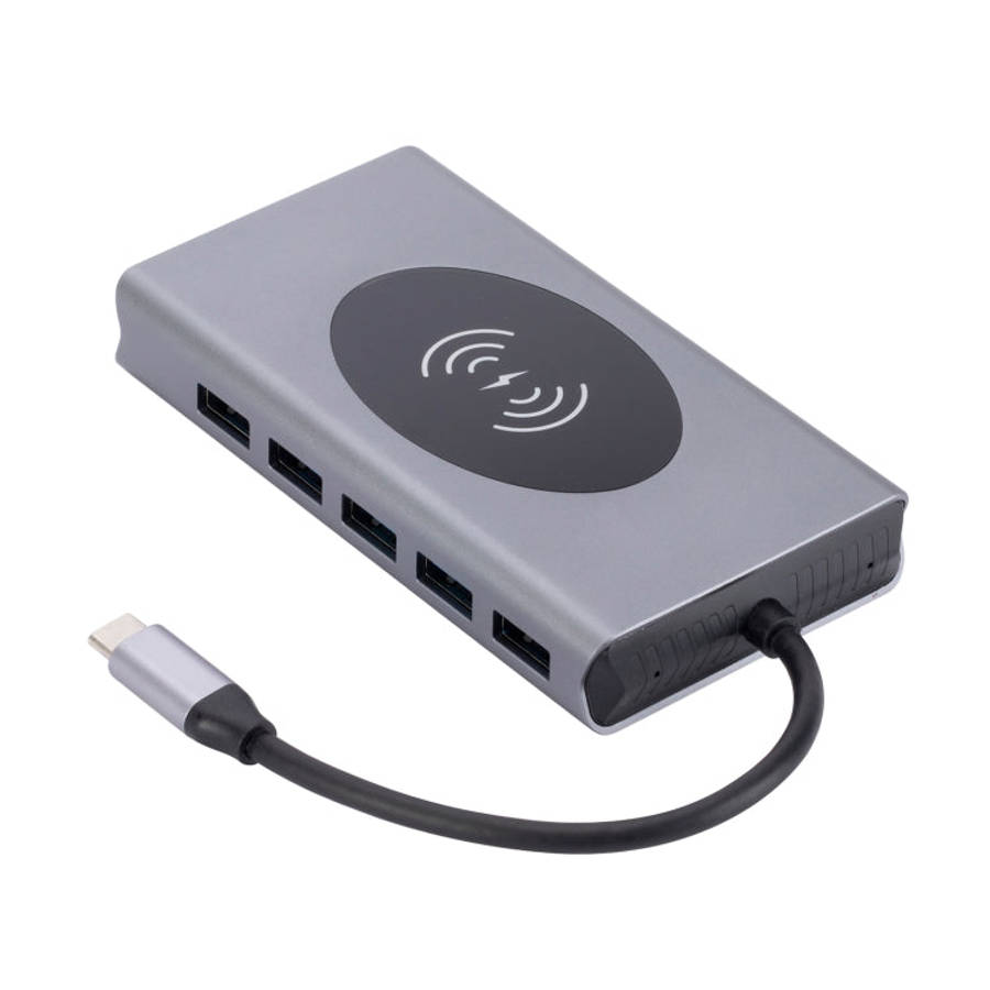 1093 13 in 1 USB HUB Type-C Docking Station with Wireless Charger Function, 1093