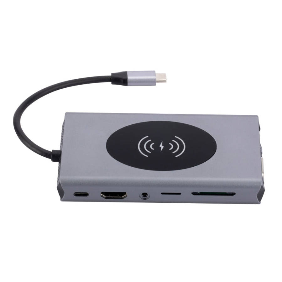 1093 13 in 1 USB HUB Type-C Docking Station with Wireless Charger Function, 1093
