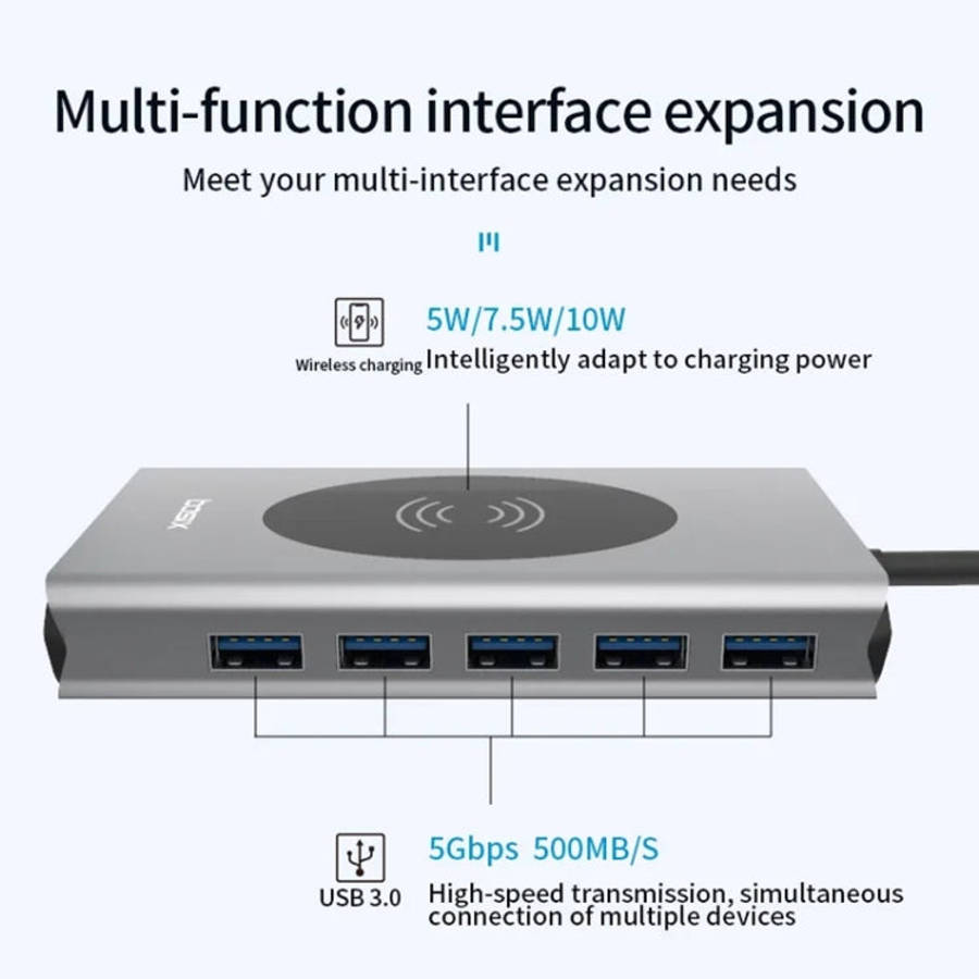 1093 13 in 1 USB HUB Type-C Docking Station with Wireless Charger Function, 1093