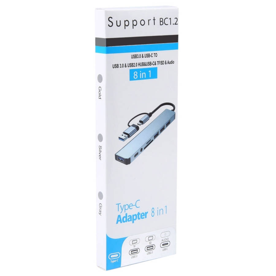 BYL-2218TU 8 in 1 USB + USB-C / Type-C to USB Multifunctional Docking Station HUB Adapter, BYL-22...