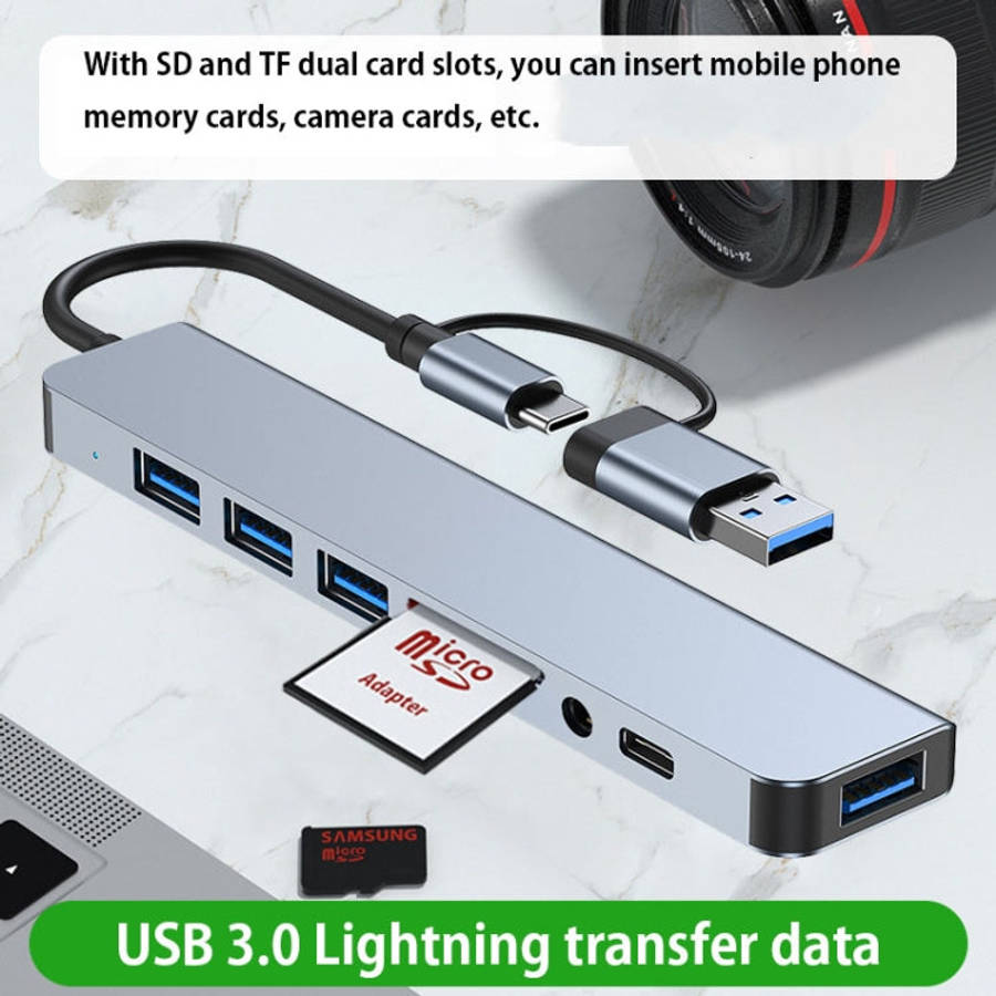BYL-2218TU 8 in 1 USB + USB-C / Type-C to USB Multifunctional Docking Station HUB Adapter, BYL-22...
