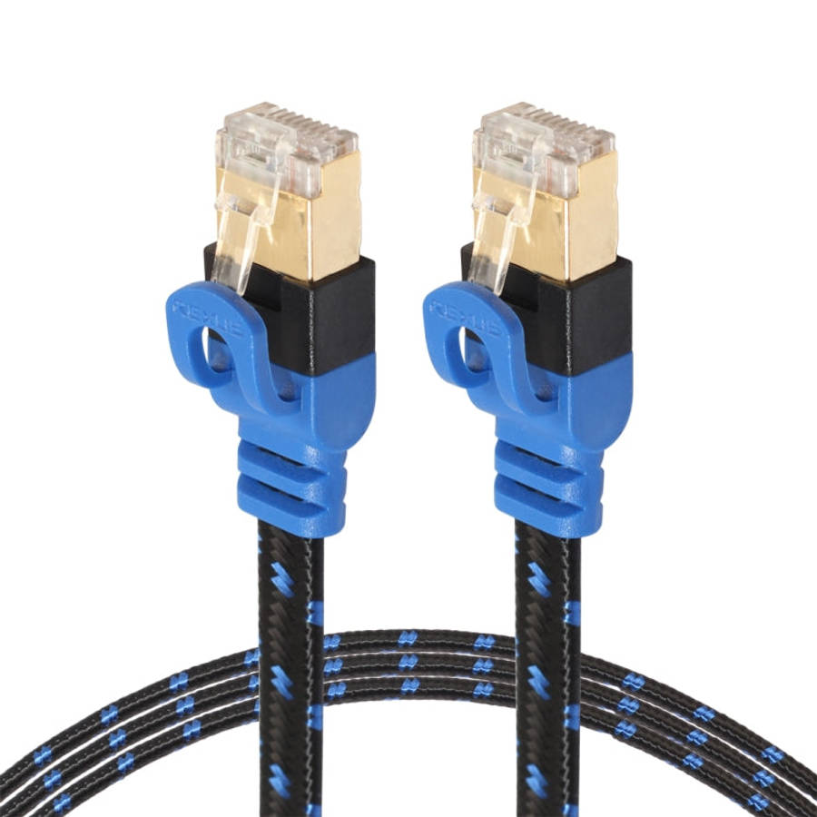 REXLIS CAT7-2 Gold-plated CAT7 Flat Ethernet 10 Gigabit Two-color Braided Network LAN Cable for M...