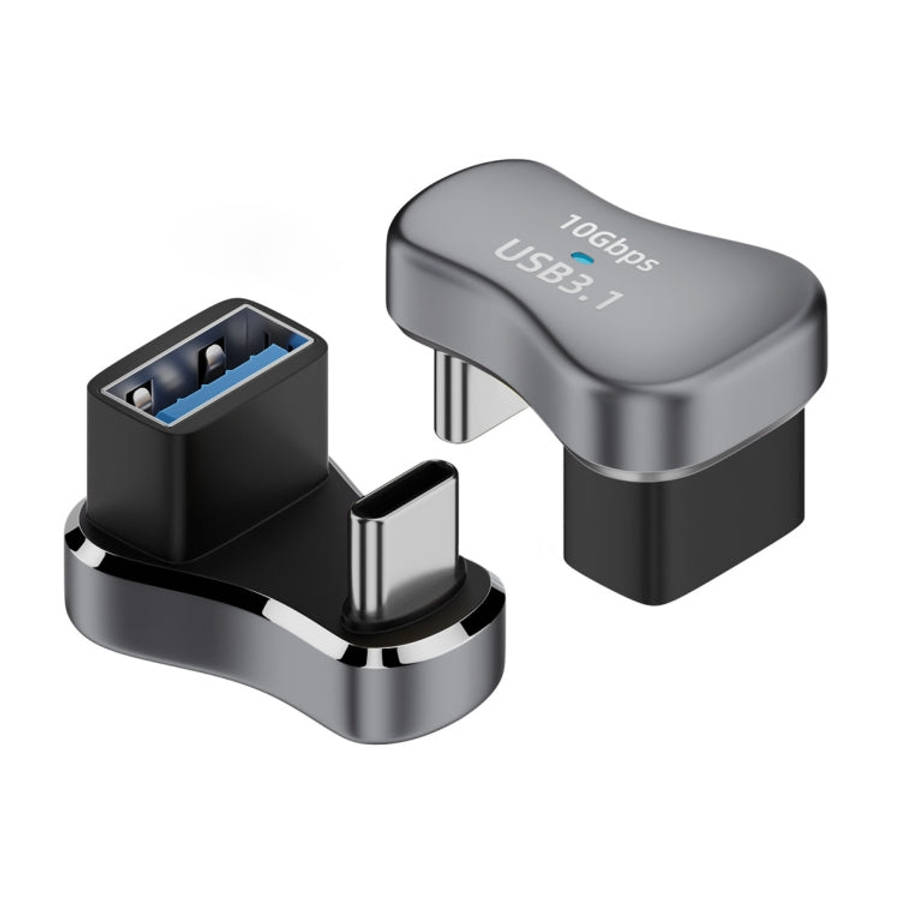 140W 20Gbps USB-C / Type-C Male to USB Female U-shaped Elbow Charging Adapter, Type-C Male to USB...