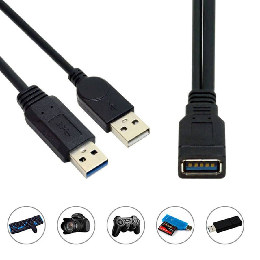 2 in 1 USB 3.0 Female to USB 2.0 + USB 3.0 Male Cable for Computer / Laptop, Length: 29cm, USB 3....