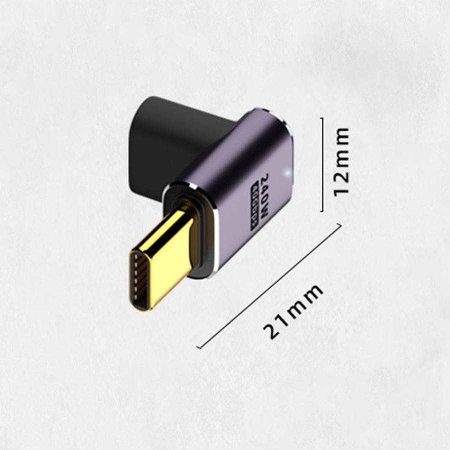 240W USB-C/Type-C Female to USB-C/Type-C Male 40Gbps Up and Down Bend Adapter with Light, Up and ...