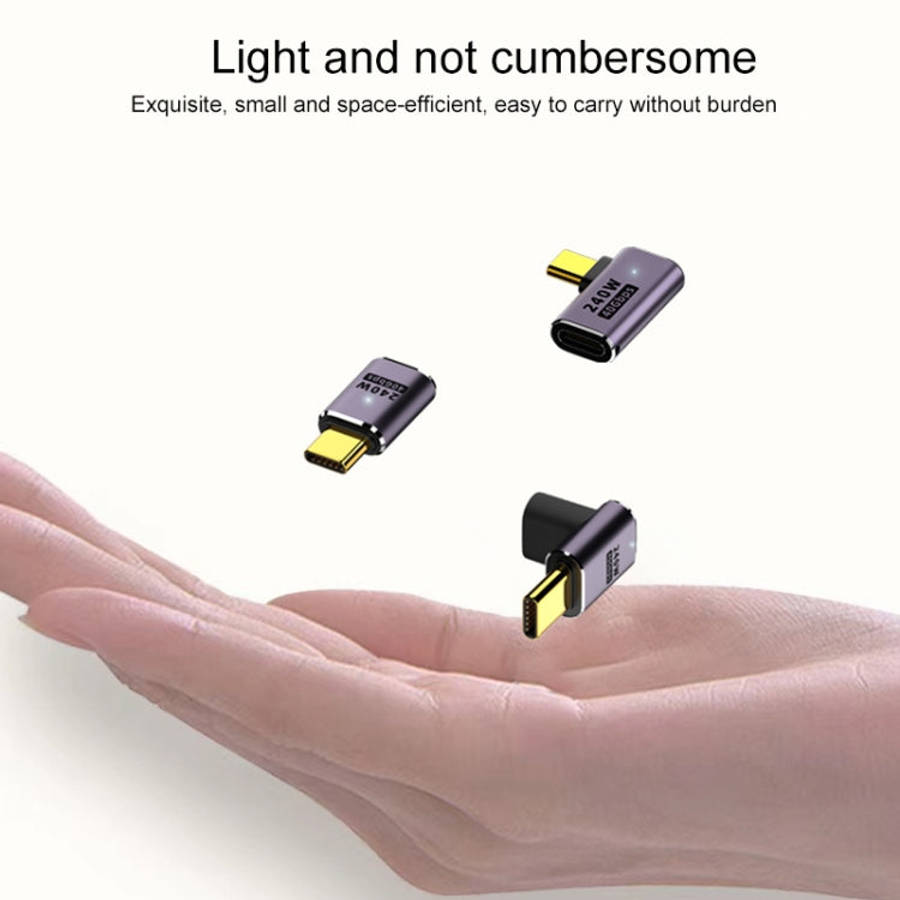 240W USB-C/Type-C Female to USB-C/Type-C Male 40Gbps Up and Down Bend Adapter with Light, Up and ...