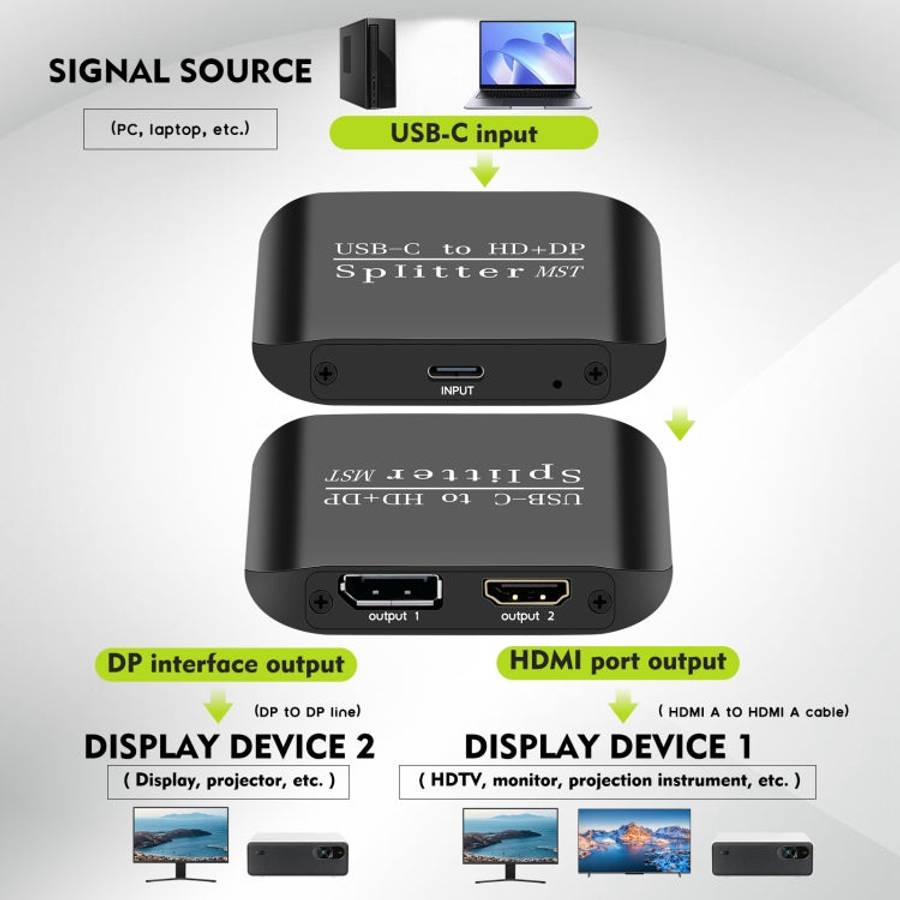 NK-E60 Type-C / USB-C To HDMI, DP DisplayPort Splitter MST Monitor Switcher, NK-E60