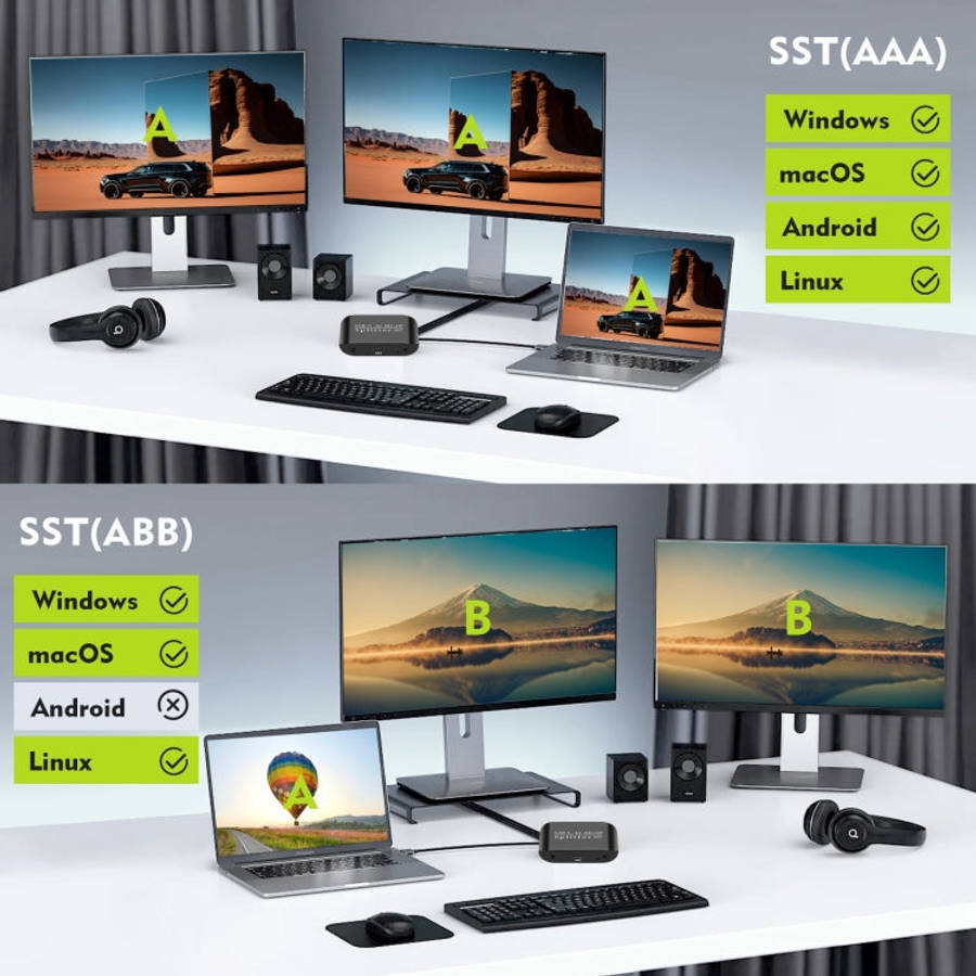 NK-E60 Type-C / USB-C To HDMI, DP DisplayPort Splitter MST Monitor Switcher, NK-E60