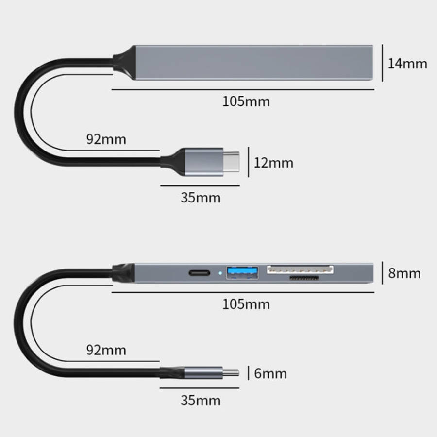 ADS-806C 5 in 1 USB-C / Type-C to USB 3.0 + USB-C / Type-C + SD/TF + USB2.0 HUB Docking Station, ...