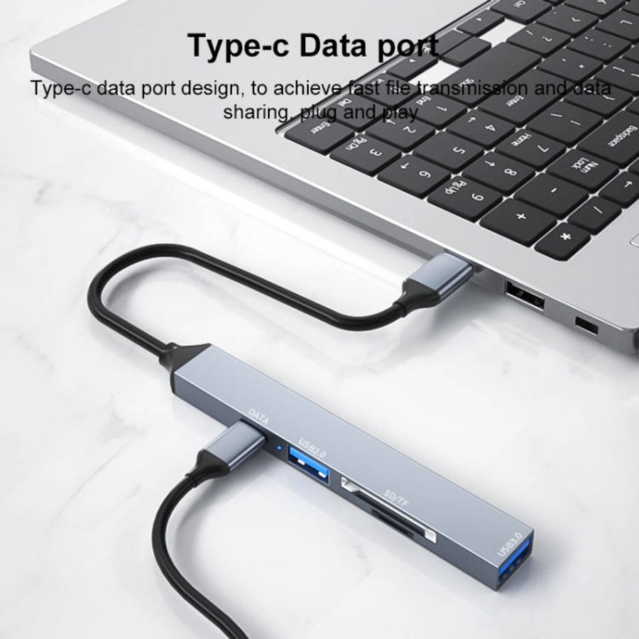 ADS-806C 5 in 1 USB-C / Type-C to USB 3.0 + USB-C / Type-C + SD/TF + USB2.0 HUB Docking Station, ...