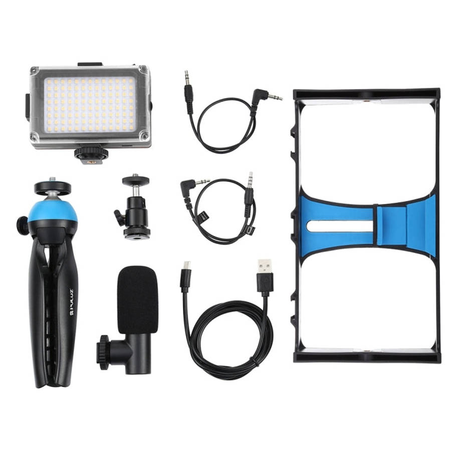 PULUZ 4 in 1 Vlogging Live Broadcast LED Selfie Light Smartphone Video Rig Kits with Microphone +...