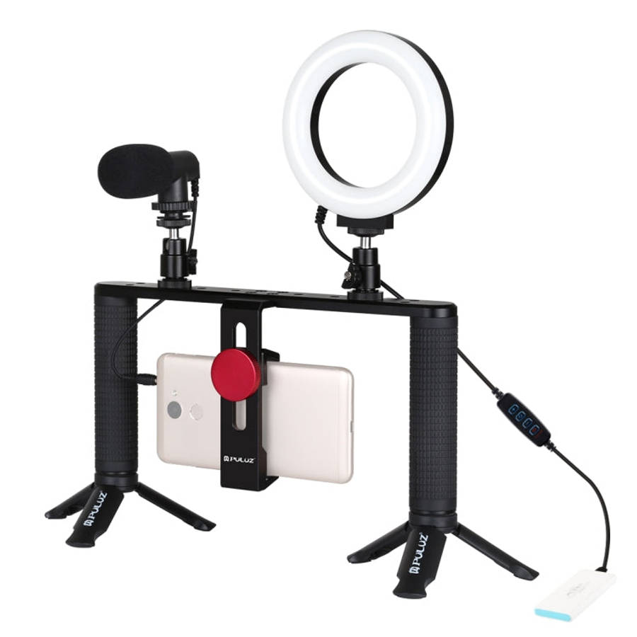 PULUZ 4 in 1 Vlogging Live Broadcast 4.7 inch 12cm Ring LED Selfie Light Smartphone Video Rig Han...