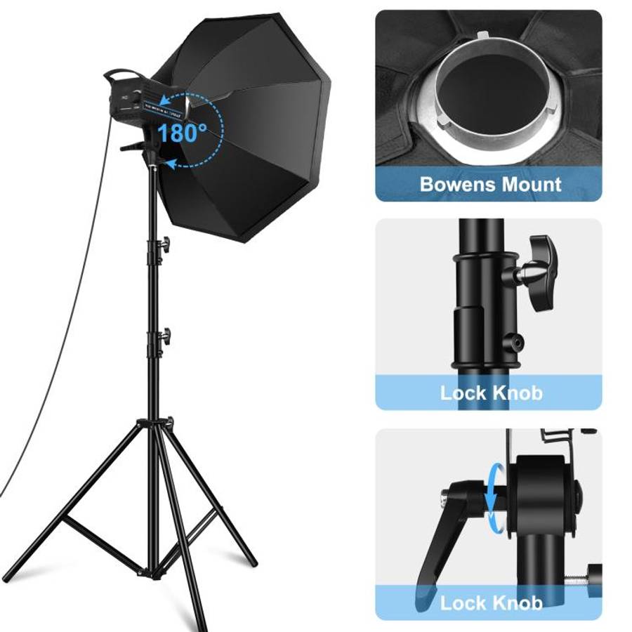 PULUZ 120W Photo Studio Strobe Flash Light Kit with Softbox Reflector & Tripod, 120W 2700K-6500K ...