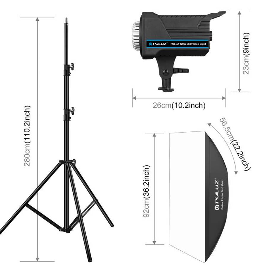 PULUZ 120W Photo Studio Strobe Flash Light Kit with Softbox Reflector & Tripod, Rectangle 120W 27...