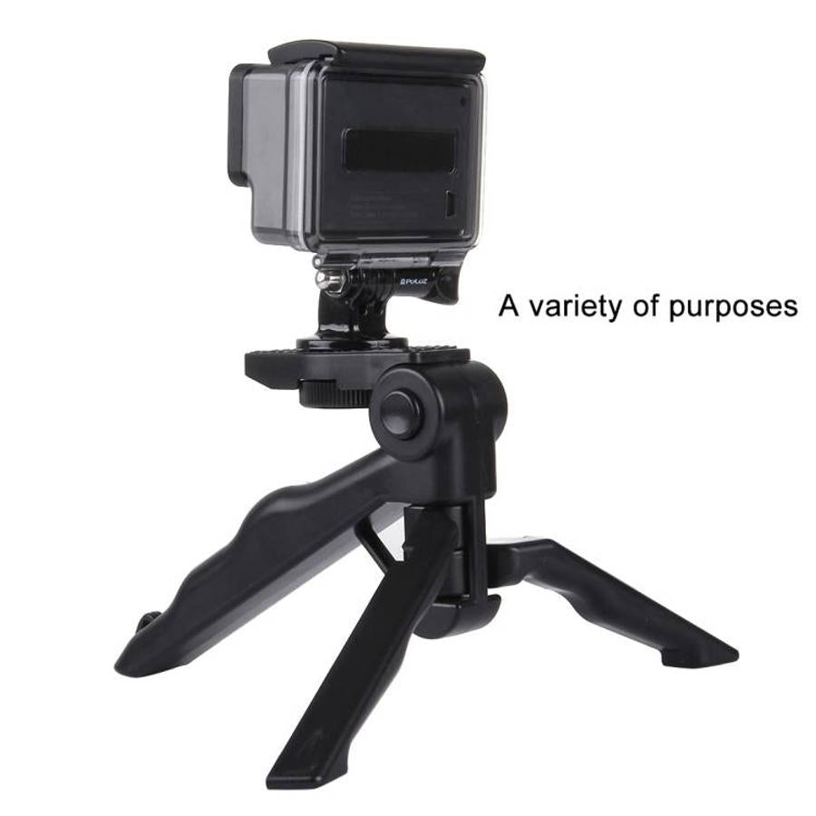 PULUZ Grip Folding Tripod Mount with Adapter & Screws for DJI, Insta360, GoPro and Other Action C...