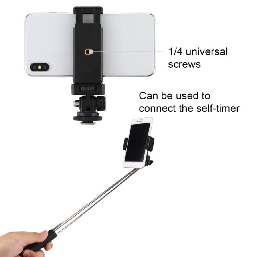 PULUZ 1/4 inch Screw Thread Cold Shoe Tripod Mount Adapter with Phone Clamp, Mount Adapter with P...