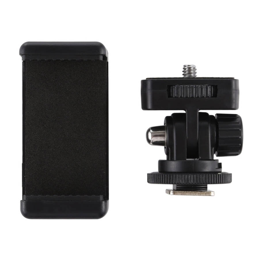PULUZ 1/4 inch Screw Thread Cold Shoe Tripod Mount Adapter with Phone Clamp, Mount Adapter with P...