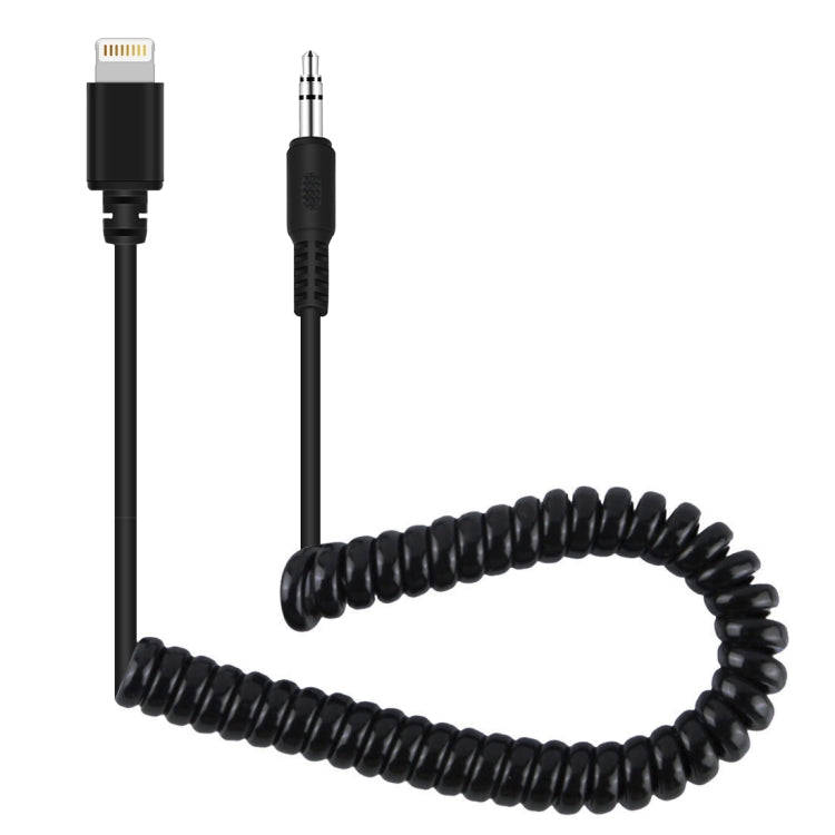 PULUZ 3.5mm TRRS Male to 8 Pin Male Live Microphone Audio Adapter Spring Coiled Cable for iPhone,...