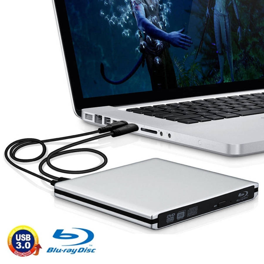 USB 3.0 Aluminum Alloy Portable DVD / CD Rewritable Blu-ray Drive for 12.7mm SATA ODD / HDD, Plug...