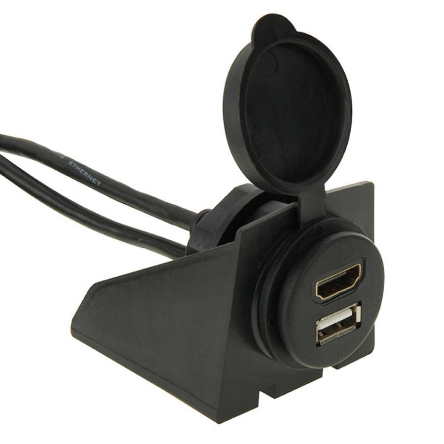 USB 2.0 & Micro HDMI (Type-D) Male to USB 2.0 & HDMI (Type-A) Female Adapter Cable with Car Flush...