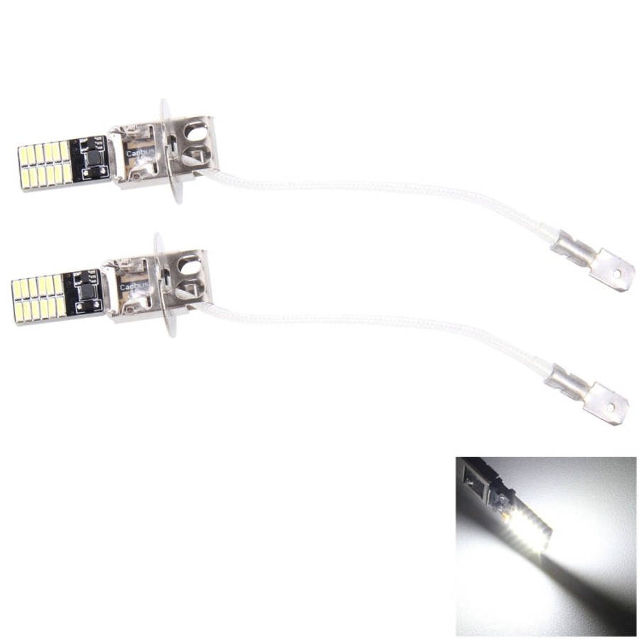 2 PCS H3 4.8W 720LM 6500K White Light 24 LED SMD 4014 Error-Free Canbus Car Clearance Lights Lamp...