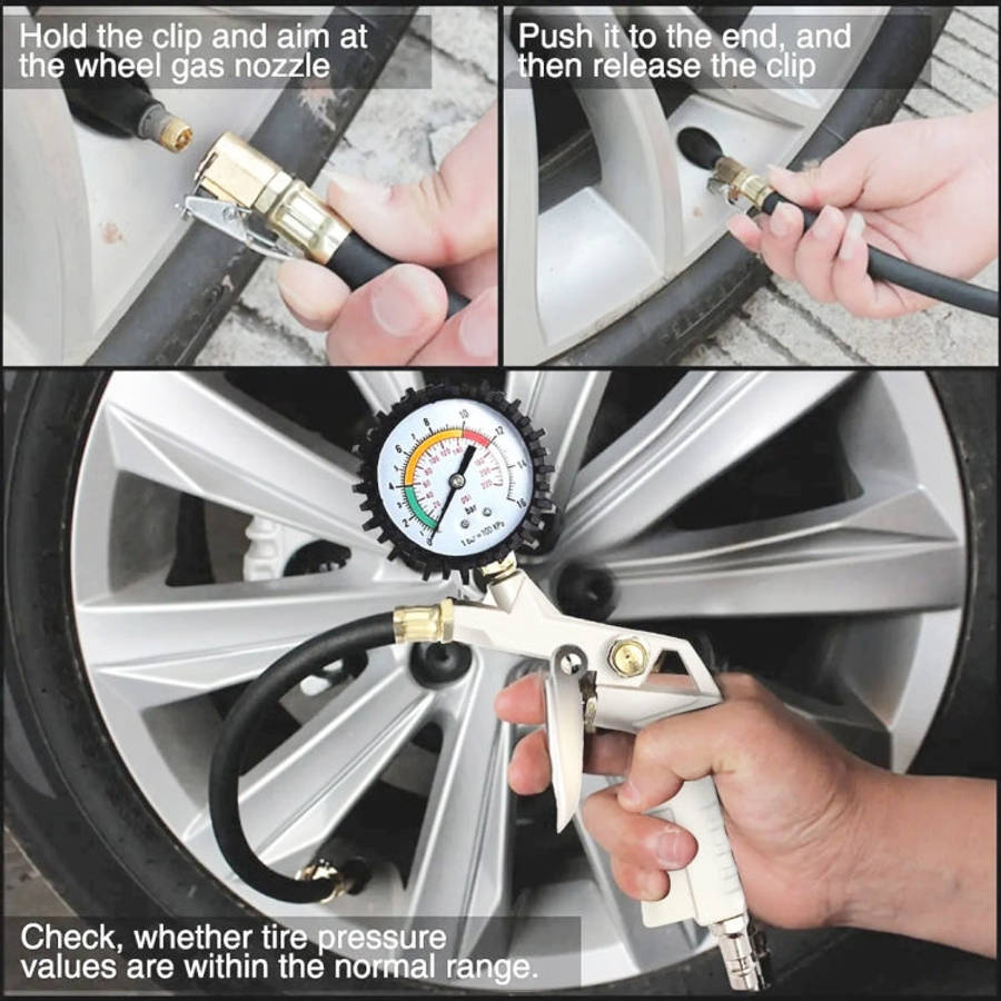 Car Inflator and Gauge Kit, Pressure Range: 0-220PSI, Range: 0-220PSI