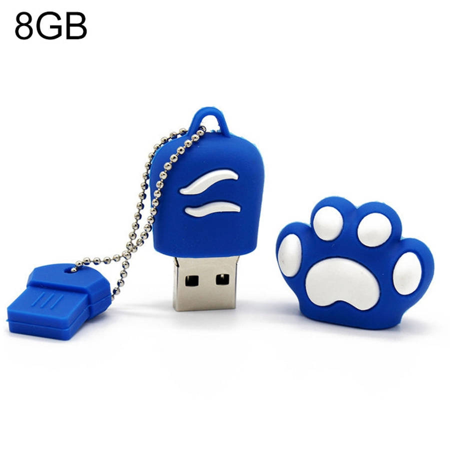 8GB Bear Paw Shaped Silicone USB 2.0 Flash Disk with Anti Dust Cup, 8GB (Blue)