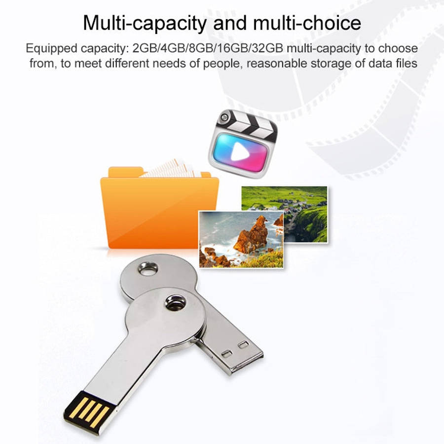 Silver Metal Key Style USB 2.0 Flash Disk (32GB)(Silver), 32GB