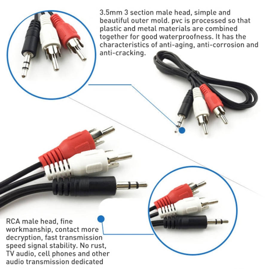 Normal Quality Jack 3.5mm Stereo to RCA Male Audio Cable, Length: 3m, Length: 3m