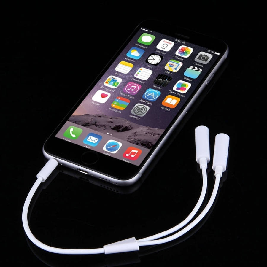 3.5mm Male to 2 Female Plug Jack Stereo Audio Cable for iPhone 6S & 6S Plus & 6 & 6 Plus & 5, iPa...