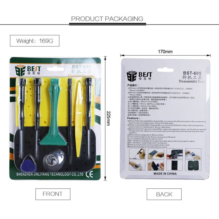 10 in 1 BEST BST-605 Tool Kit Disassemble Opening Tools For iPhone 3 / 4 / 4S / 5, BST-605