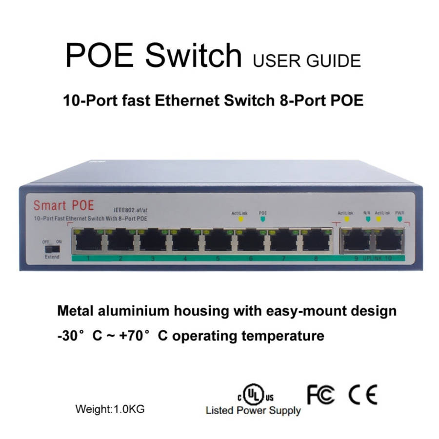 ESCAM POE 8+2 10-Port Fast Ethernet Switch 8-Port POE 10/100M 120W Network Switch, Transmission D...