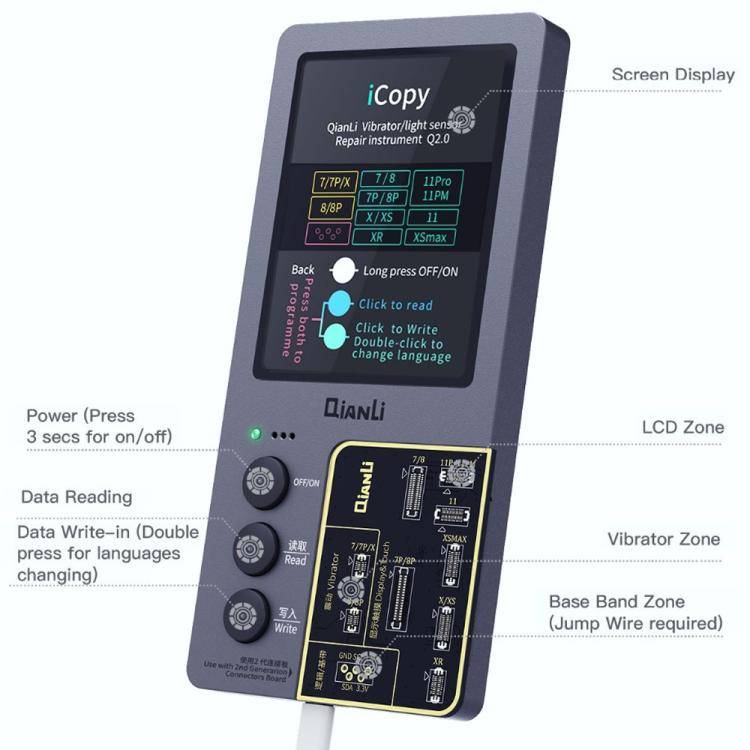 For iPhone 6 - 14 Pro Max 5 in 1 Qianli iCopy Plus 2.2 Repair Detection Programmer Set, 5 in 1