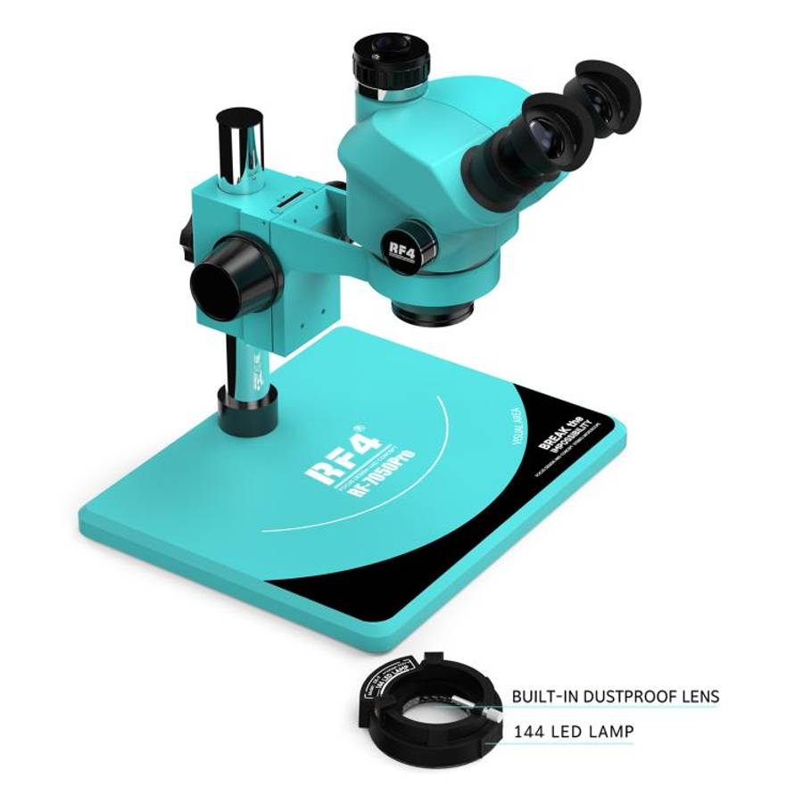 RF4 RF7050Pro 7-50X Synchronous Zoom Trinocular Stereo Microscope with Aluminum Alloy Base, RF705...