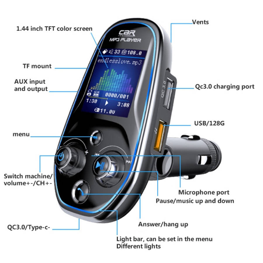 BT29 Color Screen Car Multi-functional Mp3 Player Multi-language Aux Out Card Bluetooth Adapter, ...